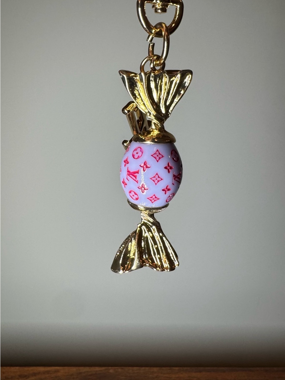 Gold-Tone Pink Candy Bag Charm/ Keychain. SET OF 3. No Brand.